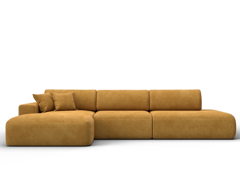 Диван угловой Лига-036 НПБ Модерн Лонг левый угол, Велюр, BRUT 10 желтый