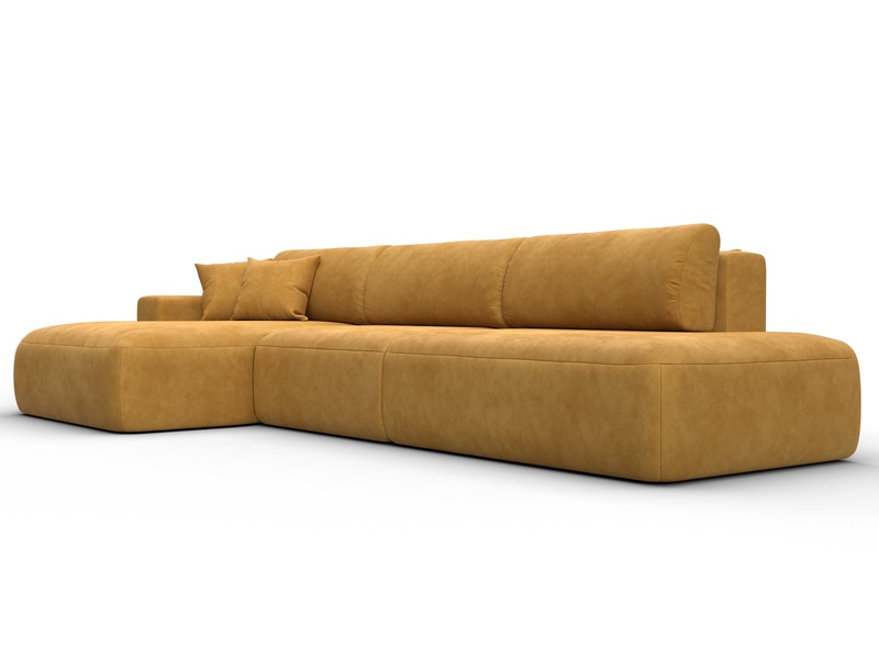Диван угловой Лига-036 НПБ Модерн Лонг левый угол, Велюр, BRUT 10 желтый