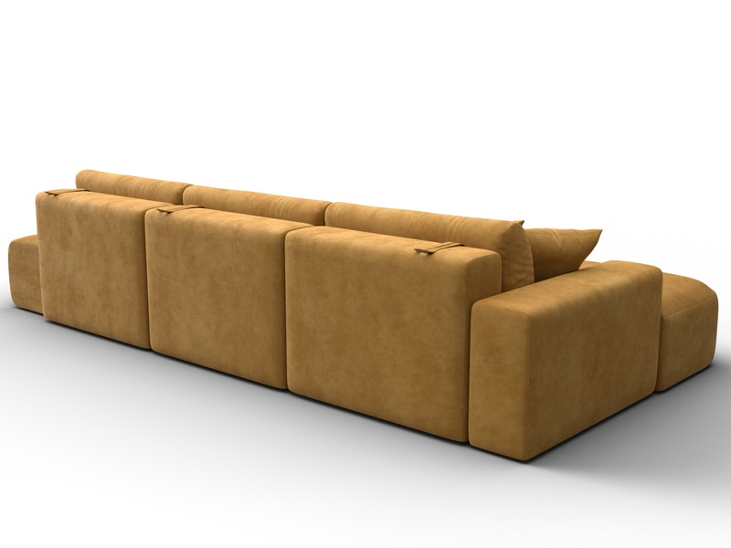 Диван угловой Лига-036 НПБ Модерн Лонг левый угол, Велюр, BRUT 10 желтый