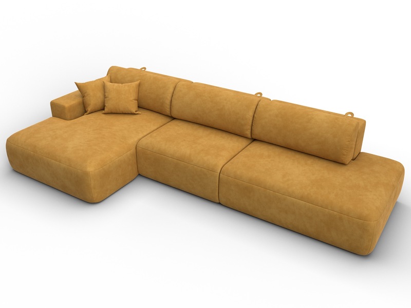 Диван угловой Лига-036 НПБ Модерн Лонг левый угол, Велюр, BRUT 10 желтый