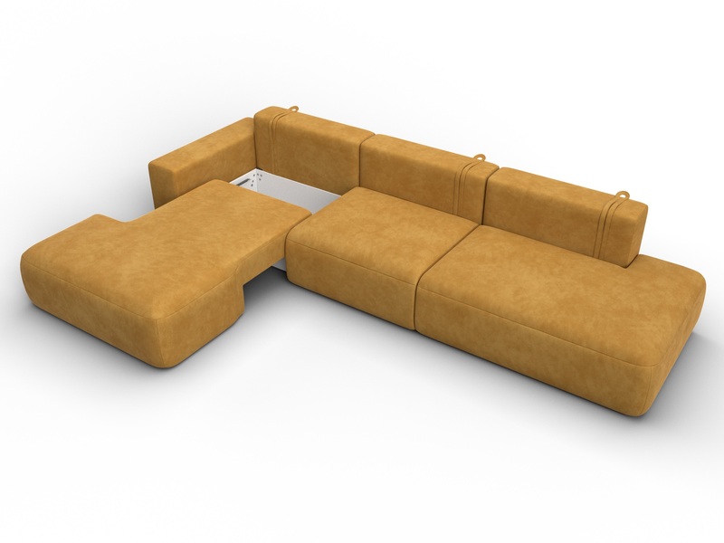 Диван угловой Лига-036 НПБ Модерн Лонг левый угол, Велюр, BRUT 10 желтый