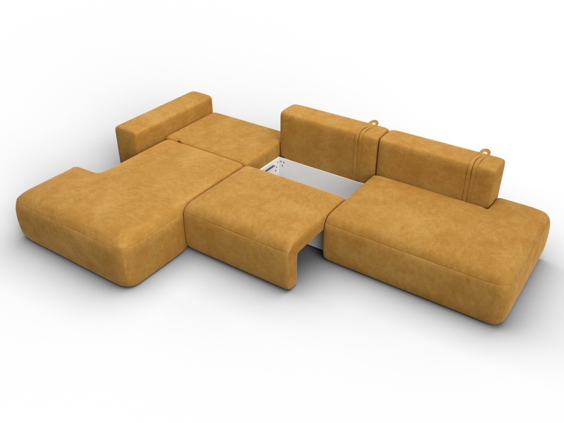 Диван угловой Лига-036 НПБ Модерн Лонг левый угол, Велюр, BRUT 10 желтый