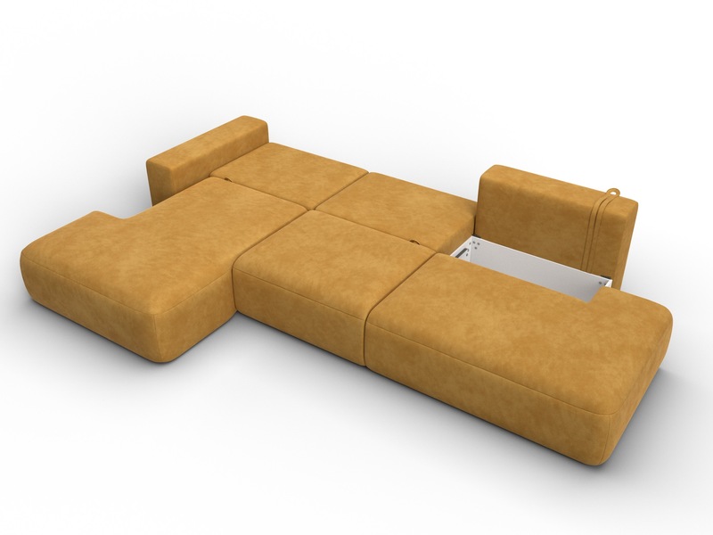 Диван угловой Лига-036 НПБ Модерн Лонг левый угол, Велюр, BRUT 10 желтый