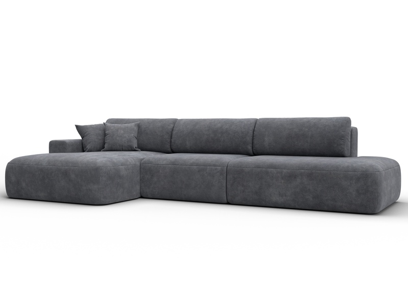 Диван угловой Лига-036 НПБ Модерн Лонг левый угол, Велюр, BRUT 16 темно-серый