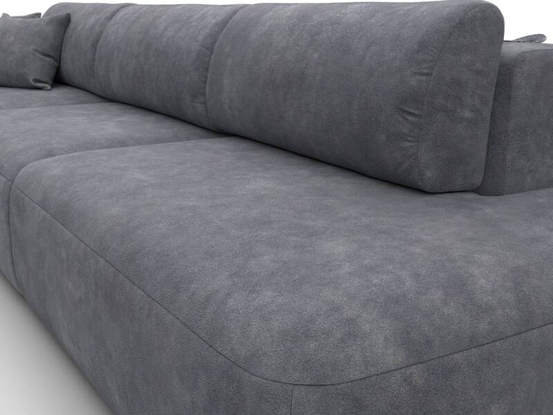 Диван угловой Лига-036 НПБ Модерн Лонг левый угол, Велюр, BRUT 16 темно-серый
