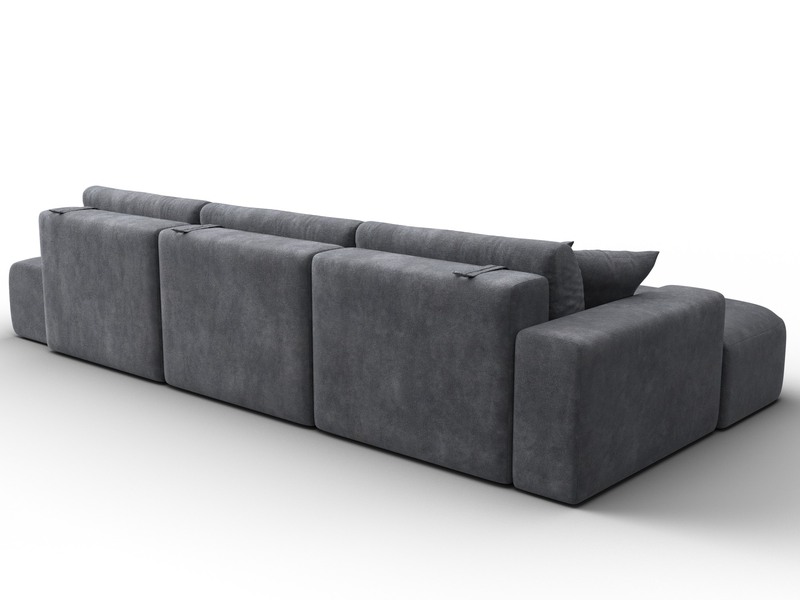 Диван угловой Лига-036 НПБ Модерн Лонг левый угол, Велюр, BRUT 16 темно-серый