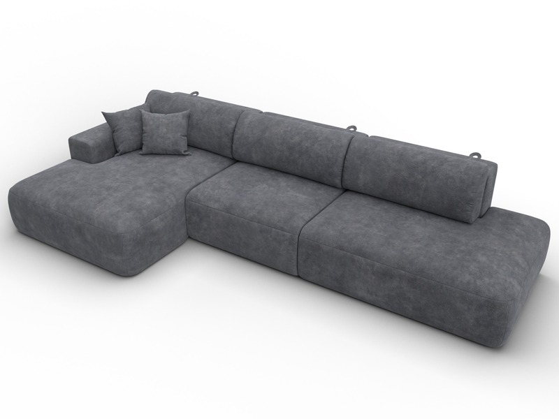 Диван угловой Лига-036 НПБ Модерн Лонг левый угол, Велюр, BRUT 16 темно-серый