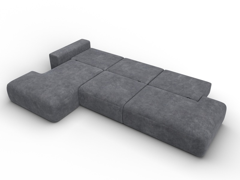 Диван угловой Лига-036 НПБ Модерн Лонг левый угол, Велюр, BRUT 16 темно-серый