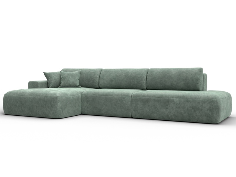 Диван угловой Лига-036 НПБ Модерн Лонг левый угол, Велюр, BRUT 08 зеленый