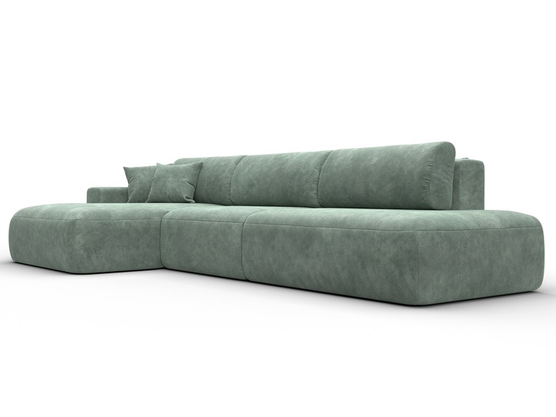 Диван угловой Лига-036 НПБ Модерн Лонг левый угол, Велюр, BRUT 08 зеленый