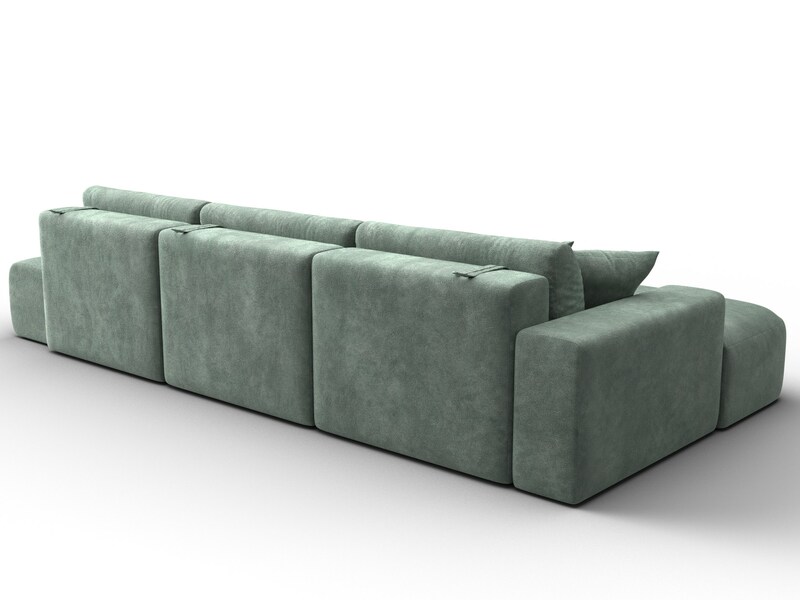 Диван угловой Лига-036 НПБ Модерн Лонг левый угол, Велюр, BRUT 08 зеленый