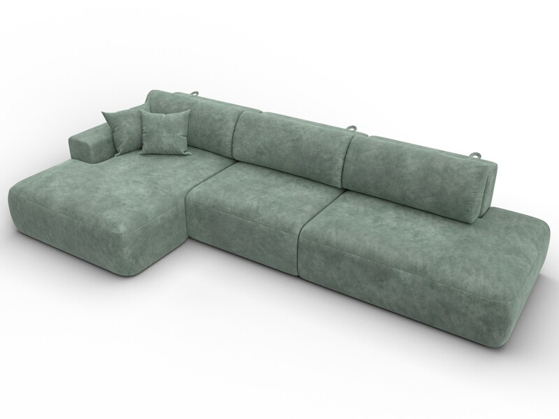 Диван угловой Лига-036 НПБ Модерн Лонг левый угол, Велюр, BRUT 08 зеленый