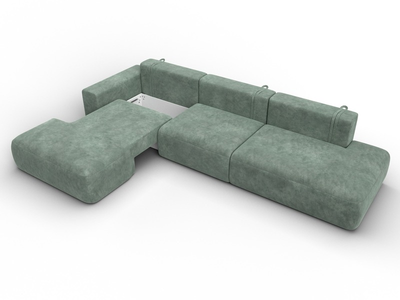 Диван угловой Лига-036 НПБ Модерн Лонг левый угол, Велюр, BRUT 08 зеленый