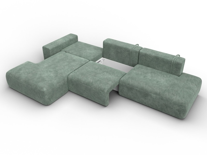 Диван угловой Лига-036 НПБ Модерн Лонг левый угол, Велюр, BRUT 08 зеленый