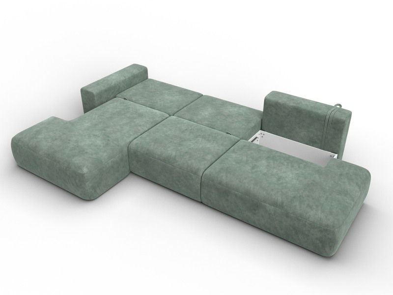 Диван угловой Лига-036 НПБ Модерн Лонг левый угол, Велюр, BRUT 08 зеленый