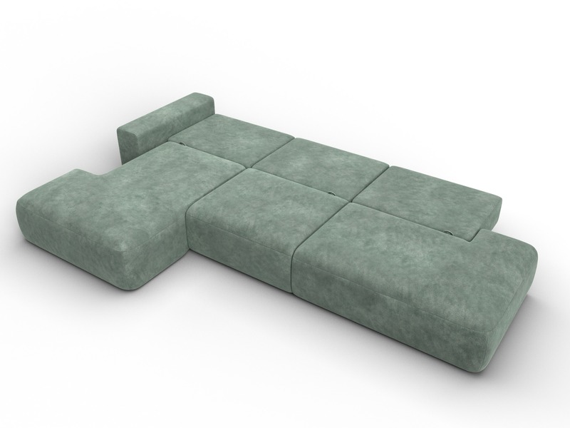 Диван угловой Лига-036 НПБ Модерн Лонг левый угол, Велюр, BRUT 08 зеленый