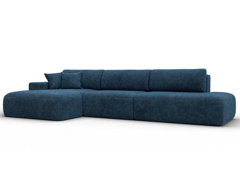 Диван угловой Лига-036 НПБ Модерн Лонг левый угол, Велюр, BRUT 11 синий