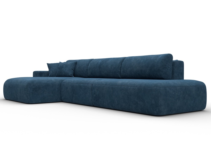 Диван угловой Лига-036 НПБ Модерн Лонг левый угол, Велюр, BRUT 11 синий