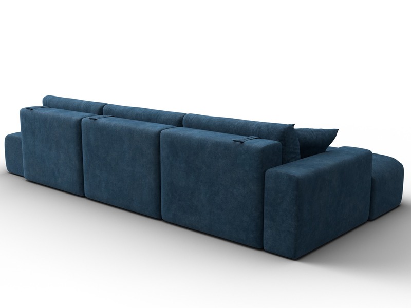 Диван угловой Лига-036 НПБ Модерн Лонг левый угол, Велюр, BRUT 11 синий