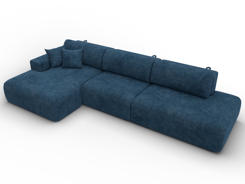 Диван угловой Лига-036 НПБ Модерн Лонг левый угол, Велюр, BRUT 11 синий
