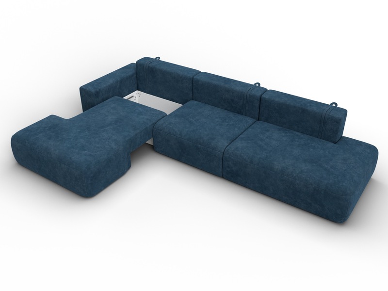 Диван угловой Лига-036 НПБ Модерн Лонг левый угол, Велюр, BRUT 11 синий