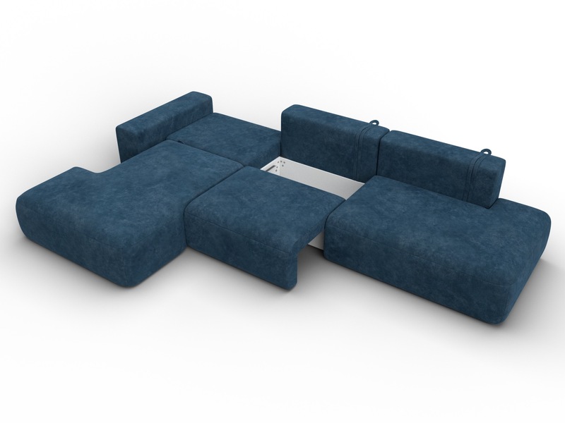 Диван угловой Лига-036 НПБ Модерн Лонг левый угол, Велюр, BRUT 11 синий
