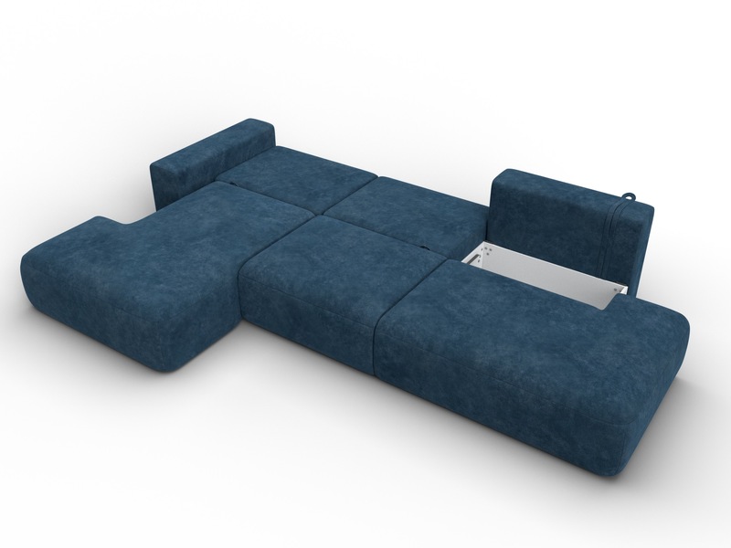 Диван угловой Лига-036 НПБ Модерн Лонг левый угол, Велюр, BRUT 11 синий