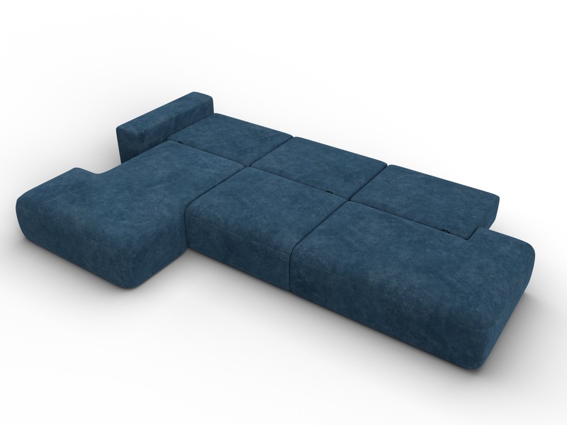Диван угловой Лига-036 НПБ Модерн Лонг левый угол, Велюр, BRUT 11 синий