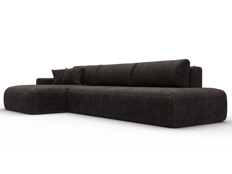 Диван угловой Лига-036 НПБ Модерн Лонг левый угол, Велюр, BRUT 17 коричневый