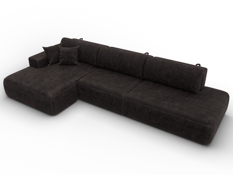 Диван угловой Лига-036 НПБ Модерн Лонг левый угол, Велюр, BRUT 17 коричневый