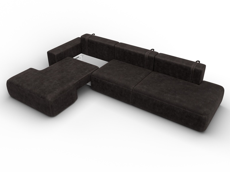 Диван угловой Лига-036 НПБ Модерн Лонг левый угол, Велюр, BRUT 17 коричневый