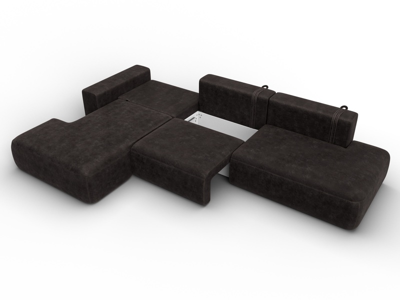 Диван угловой Лига-036 НПБ Модерн Лонг левый угол, Велюр, BRUT 17 коричневый
