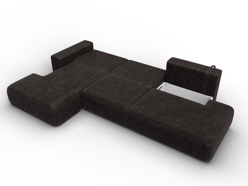 Диван угловой Лига-036 НПБ Модерн Лонг левый угол, Велюр, BRUT 17 коричневый