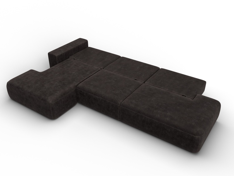 Диван угловой Лига-036 НПБ Модерн Лонг левый угол, Велюр, BRUT 17 коричневый