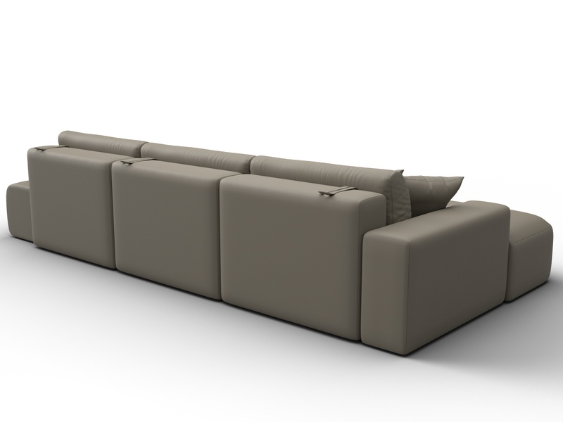 Диван угловой Лига-036 НПБ Модерн Лонг левый угол, Экокожа, GRIFON 04 бежевый