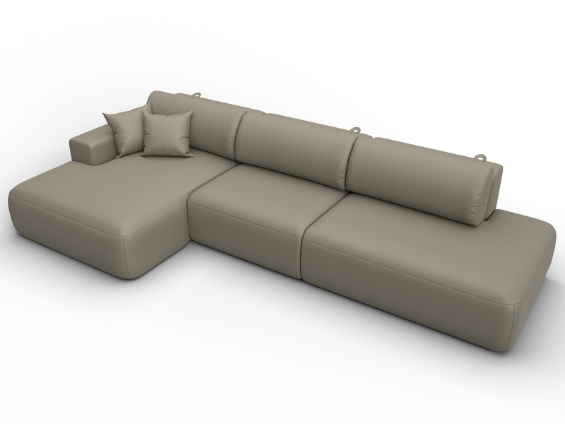 Диван угловой Лига-036 НПБ Модерн Лонг левый угол, Экокожа, GRIFON 04 бежевый