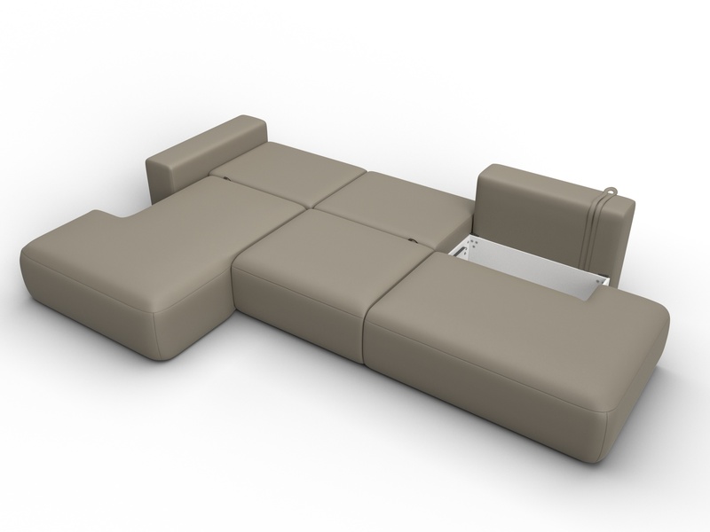 Диван угловой Лига-036 НПБ Модерн Лонг левый угол, Экокожа, GRIFON 04 бежевый