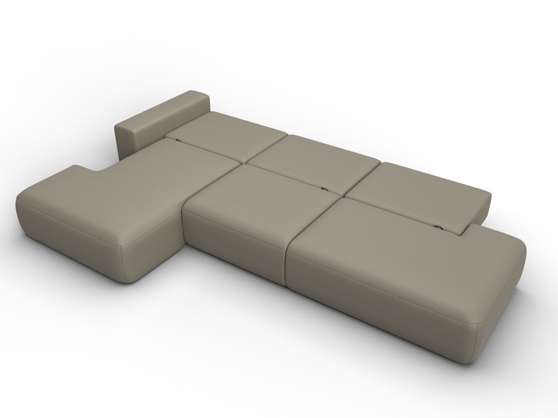 Диван угловой Лига-036 НПБ Модерн Лонг левый угол, Экокожа, GRIFON 04 бежевый