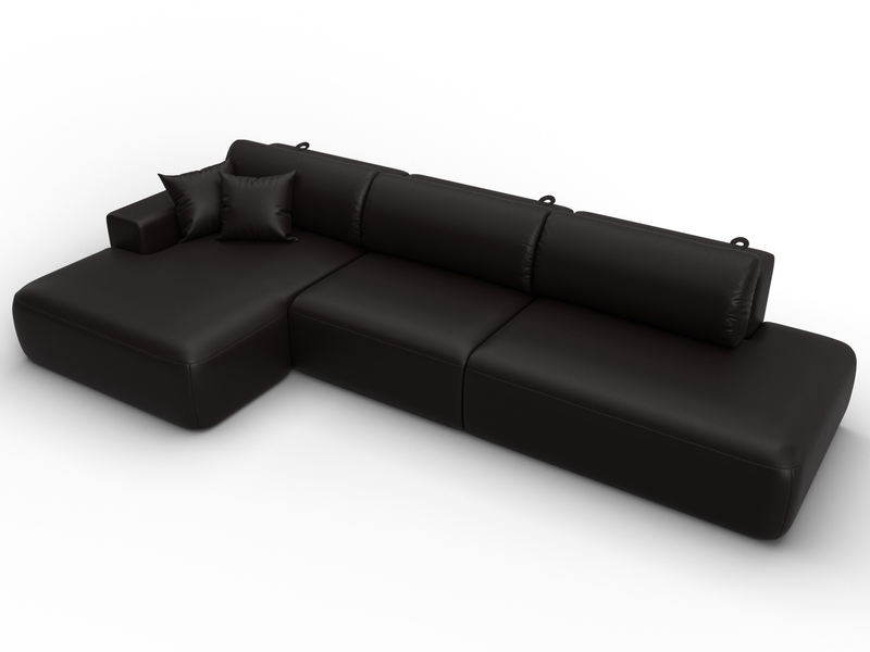 Диван угловой Лига-036 НПБ Модерн Лонг левый угол, Экокожа, GRIFON 12 коричневый