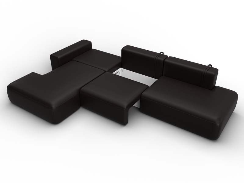 Диван угловой Лига-036 НПБ Модерн Лонг левый угол, Экокожа, GRIFON 12 коричневый