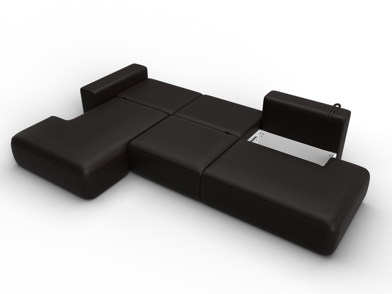 Диван угловой Лига-036 НПБ Модерн Лонг левый угол, Экокожа, GRIFON 12 коричневый