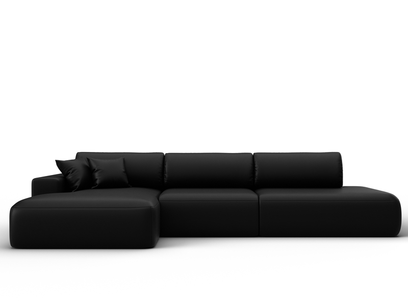 Диван угловой Лига-036 НПБ Модерн Лонг левый угол, Экокожа, GRIFON 18 черный
