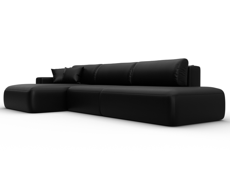 Диван угловой Лига-036 НПБ Модерн Лонг левый угол, Экокожа, GRIFON 18 черный