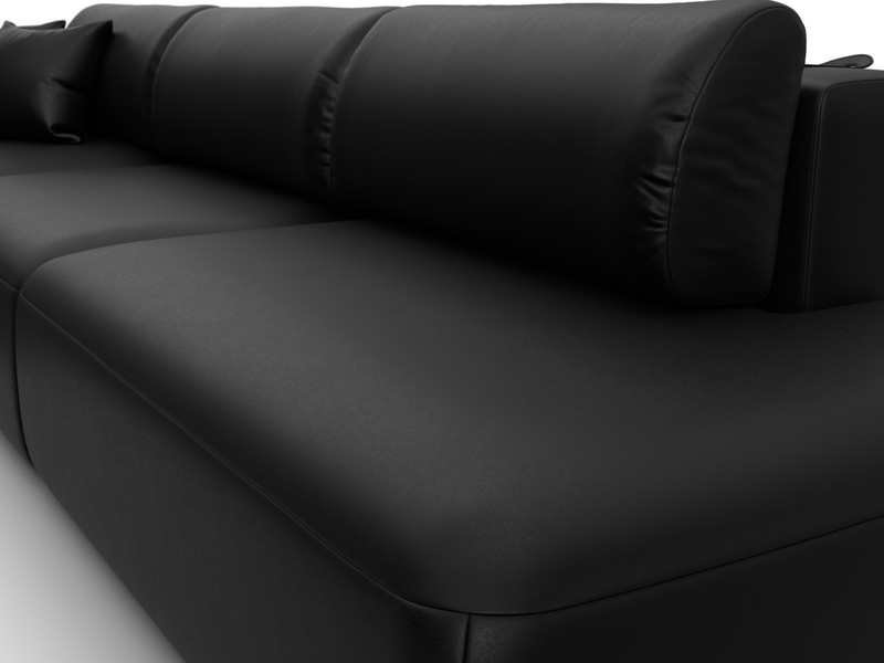 Диван угловой Лига-036 НПБ Модерн Лонг левый угол, Экокожа, GRIFON 18 черный
