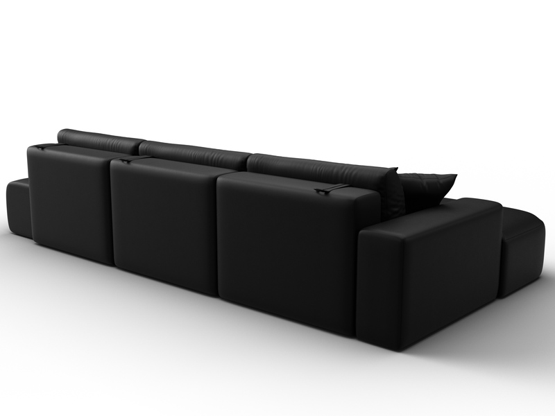 Диван угловой Лига-036 НПБ Модерн Лонг левый угол, Экокожа, GRIFON 18 черный