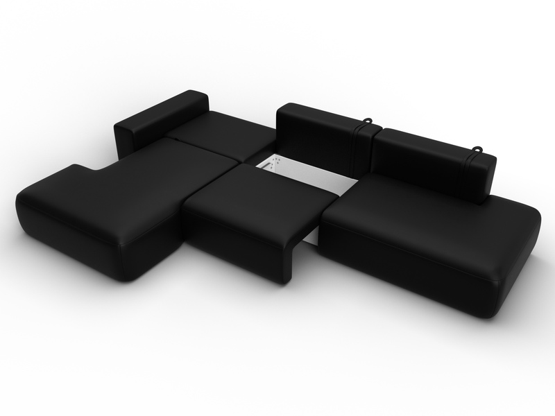 Диван угловой Лига-036 НПБ Модерн Лонг левый угол, Экокожа, GRIFON 18 черный