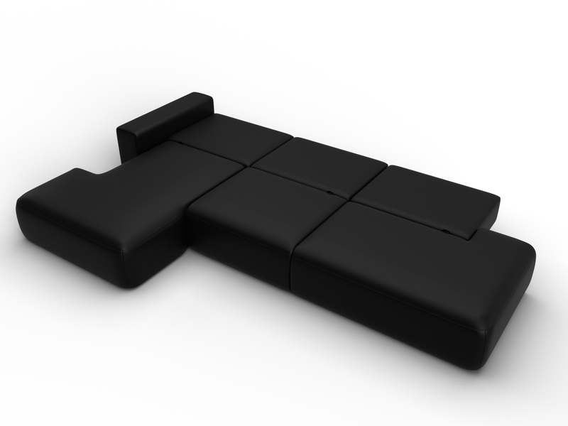 Диван угловой Лига-036 НПБ Модерн Лонг левый угол, Экокожа, GRIFON 18 черный
