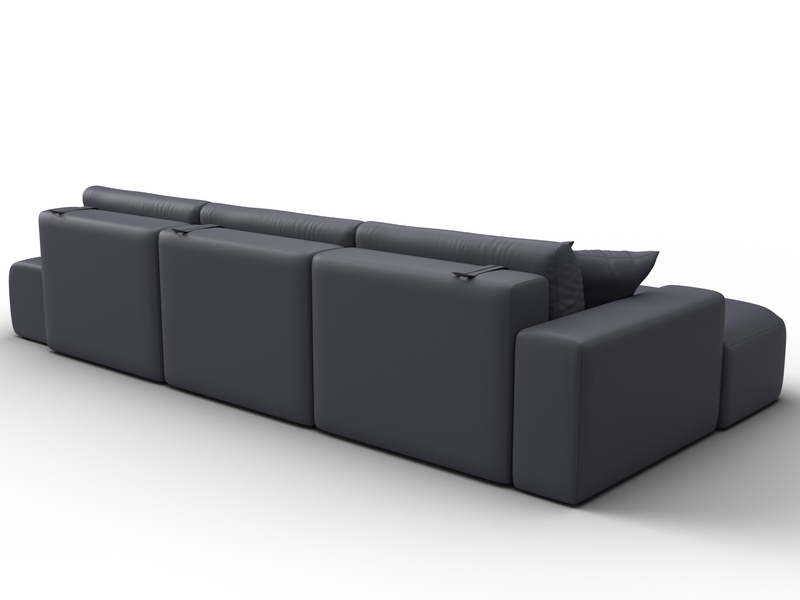 Диван угловой Лига-036 НПБ Модерн Лонг левый угол, Экокожа, GRIFON 15 серый