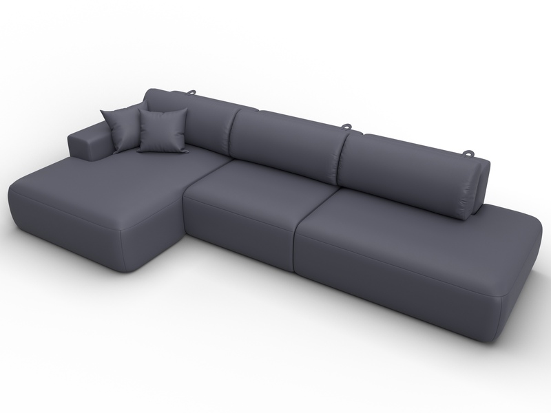 Диван угловой Лига-036 НПБ Модерн Лонг левый угол, Экокожа, GRIFON 15 серый