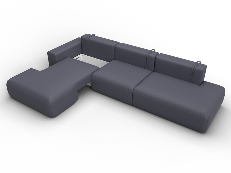 Диван угловой Лига-036 НПБ Модерн Лонг левый угол, Экокожа, GRIFON 15 серый